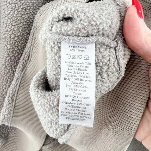 Everlane Renew Fleece Raglan Sweater XL Crewneck Sweatshirt Gray Casual - Picture 7 of 7